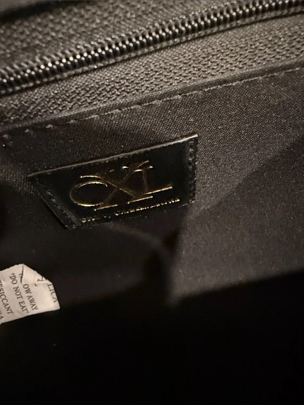 Black Leather Crossbody Bag with Gold Logo Accent